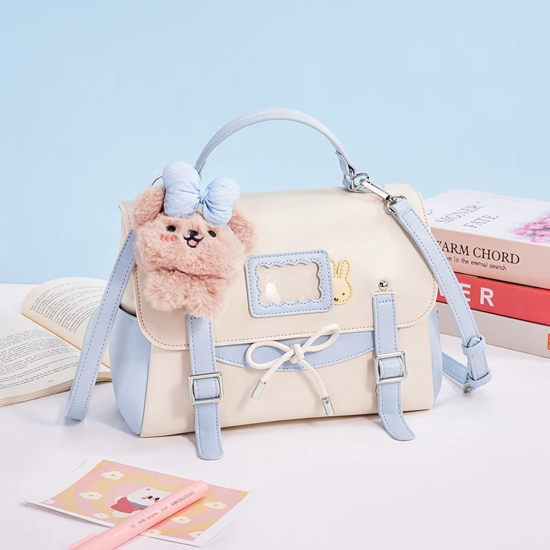 MIFFY/米菲小清新磁扣手提包耐磨防盗单肩包女包小方包美式剑桥包