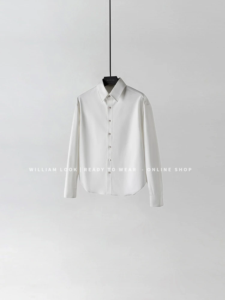 威廉威 男女同款【进口特种纱】立体剪裁定制挺廓面料宽松衬衣B541