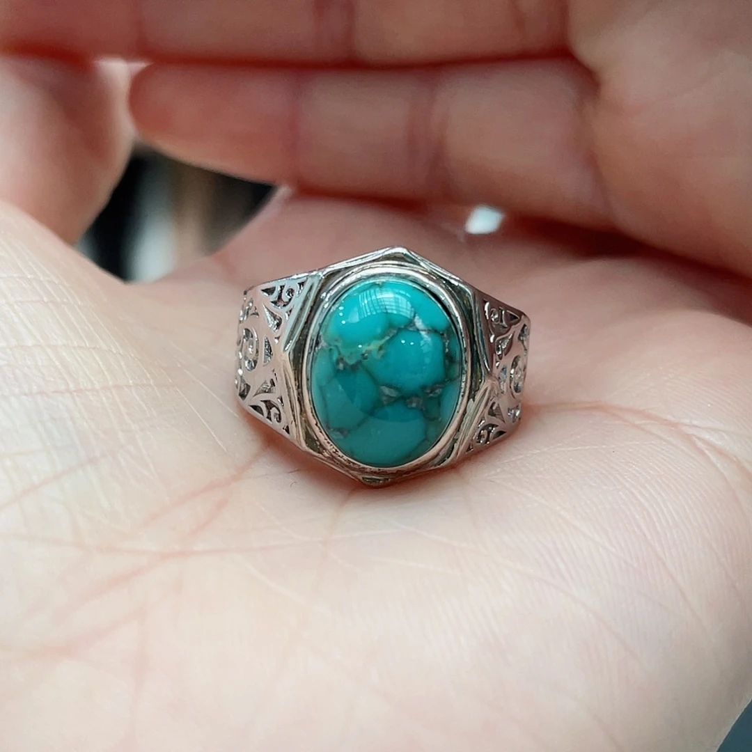 绿松石戒指银S925镶嵌