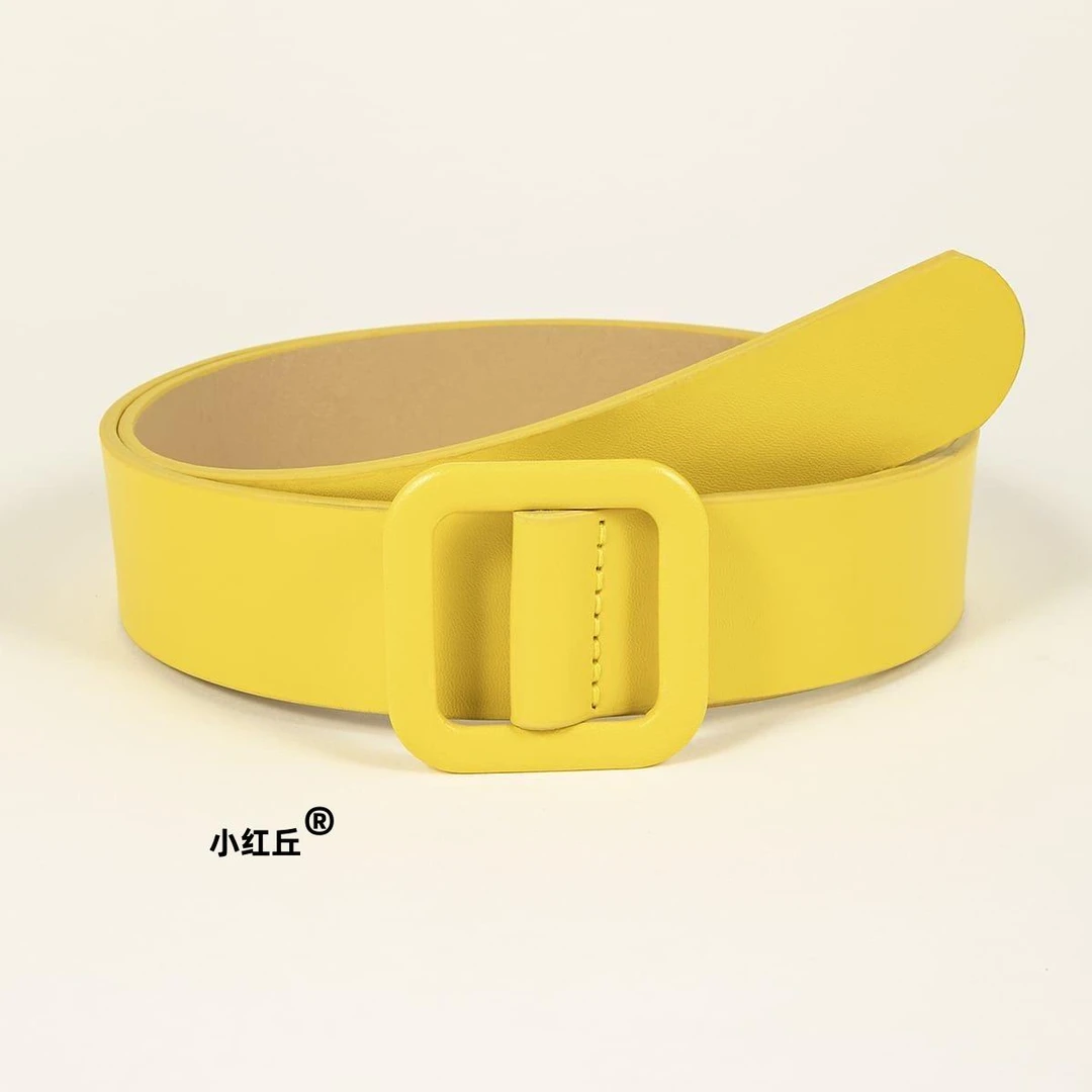 简约黄色装饰皮带时尚宽腰带女士连衣裙子配饰毛衣腰封配牛仔裤子