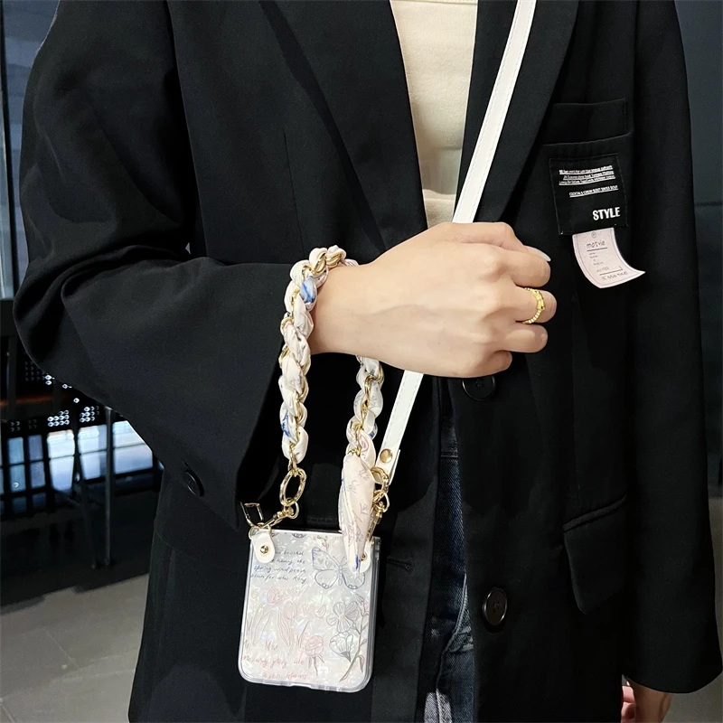 guyo适用贝壳蝴蝶华为purax阔折叠手机壳斜挎绳pocket2翻盖nova壳