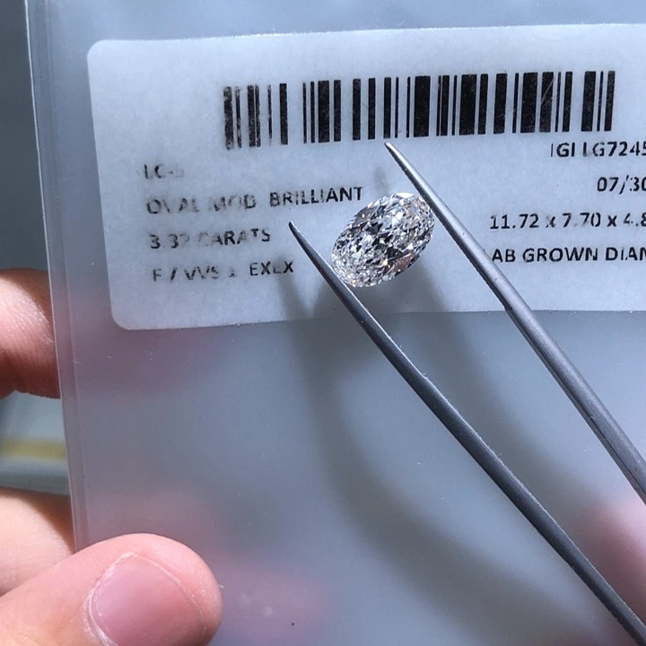 合成钻石裸石严选上海3.32ct冰花椭圆