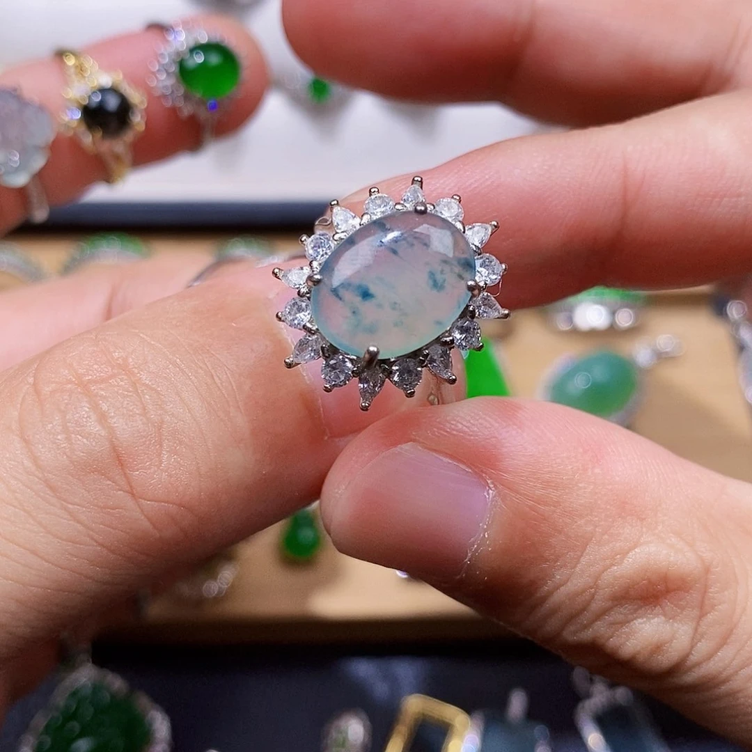 银S925镶嵌戒指翡翠w