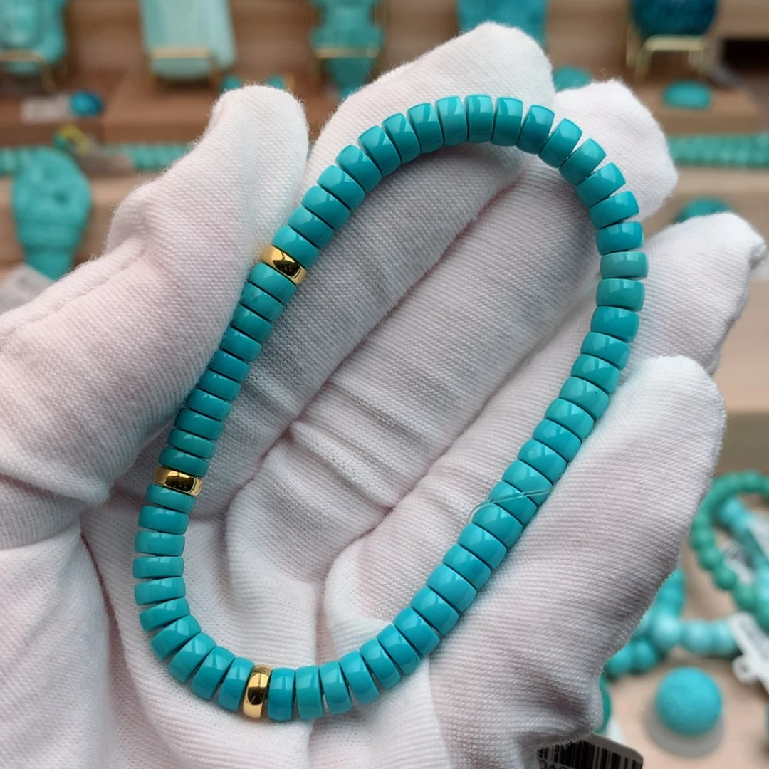 18K金镶嵌绿松石珠宝奇石5.5mm