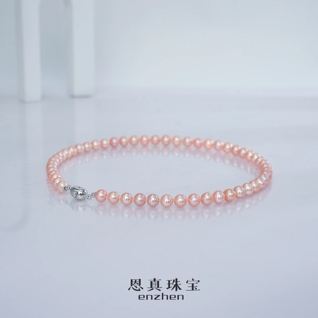 S925银 淡水无核珍珠中国红满珠项链（7.3-8.3mm） D925J0214