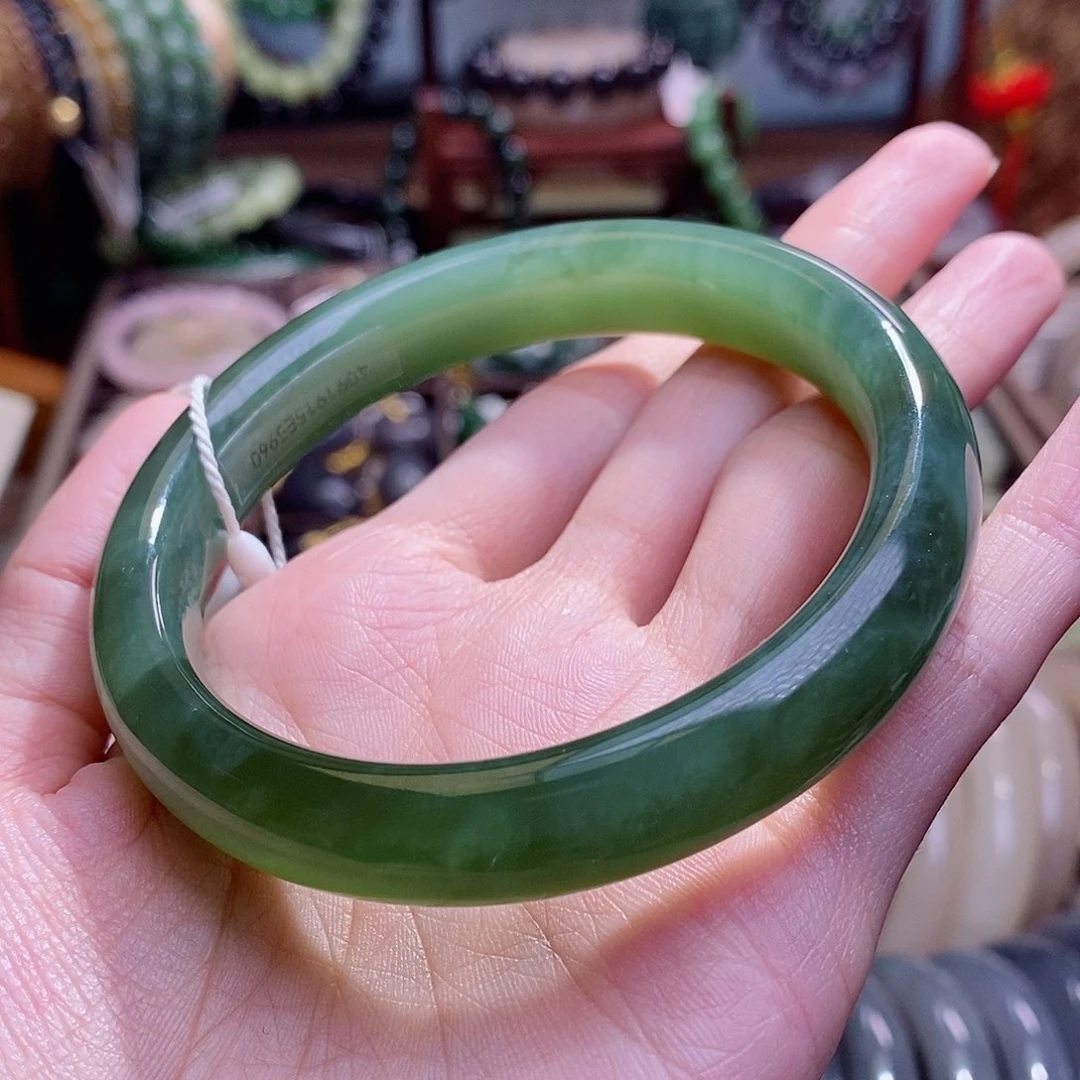 和田玉未镶嵌颈饰碧玉猫眼手镯59.4圈口