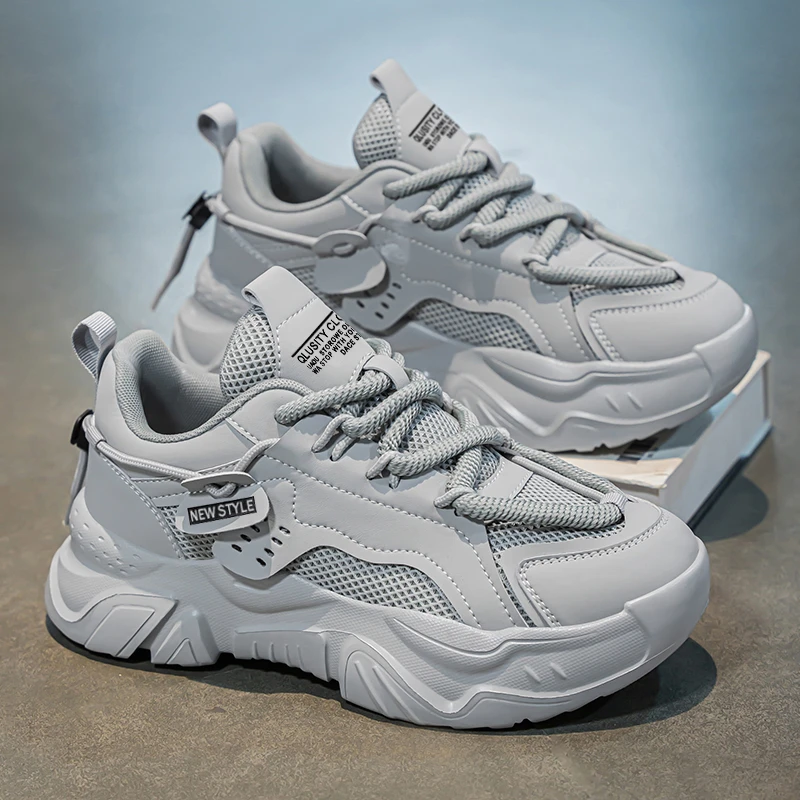 男鞋2025秋季新款厚底网面透气老爹鞋男款百搭潮流时尚跑步休闲鞋