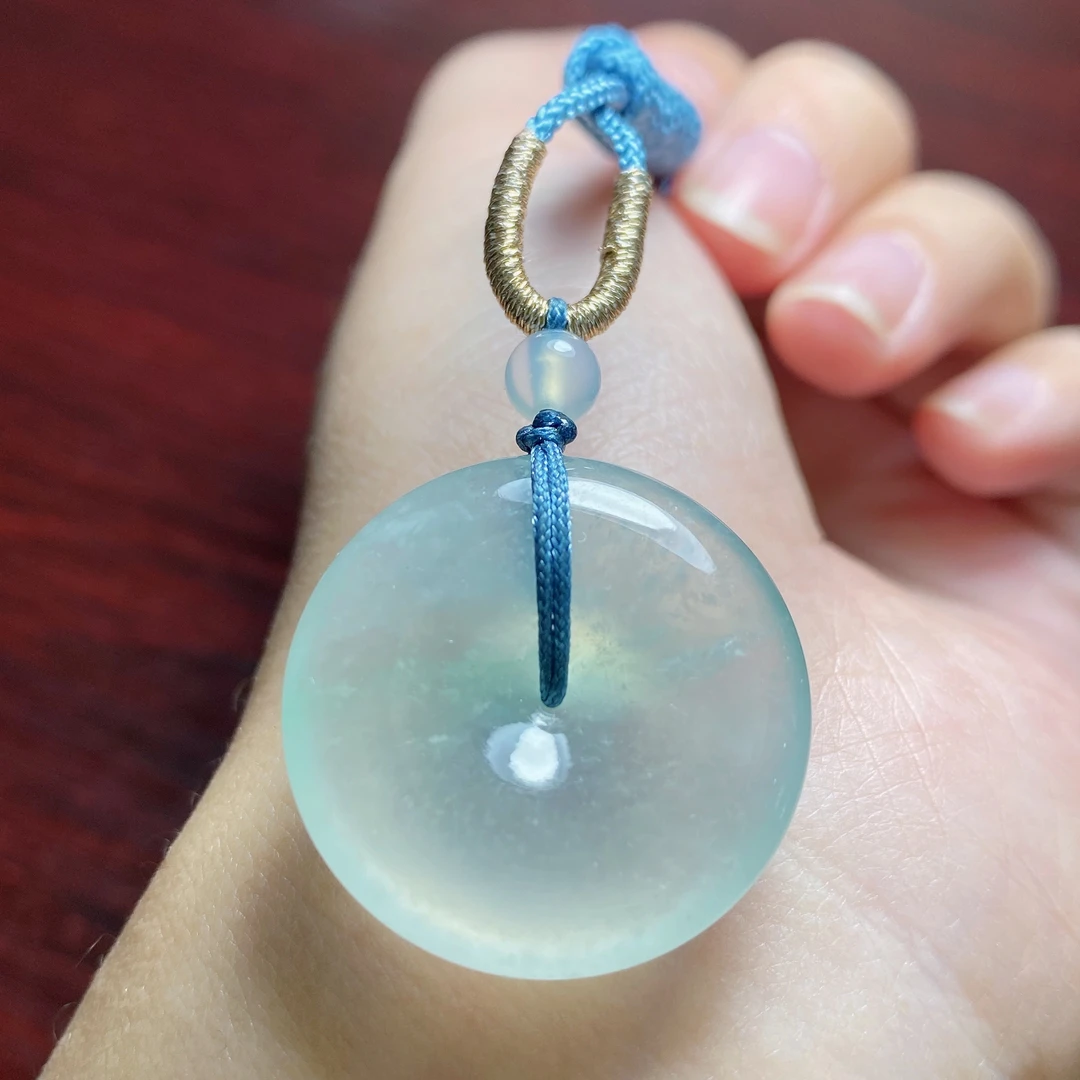 天然缅甸翡翠A货老种起光翡翠平安扣吊坠挂坠精品首饰25.6*6.0mm