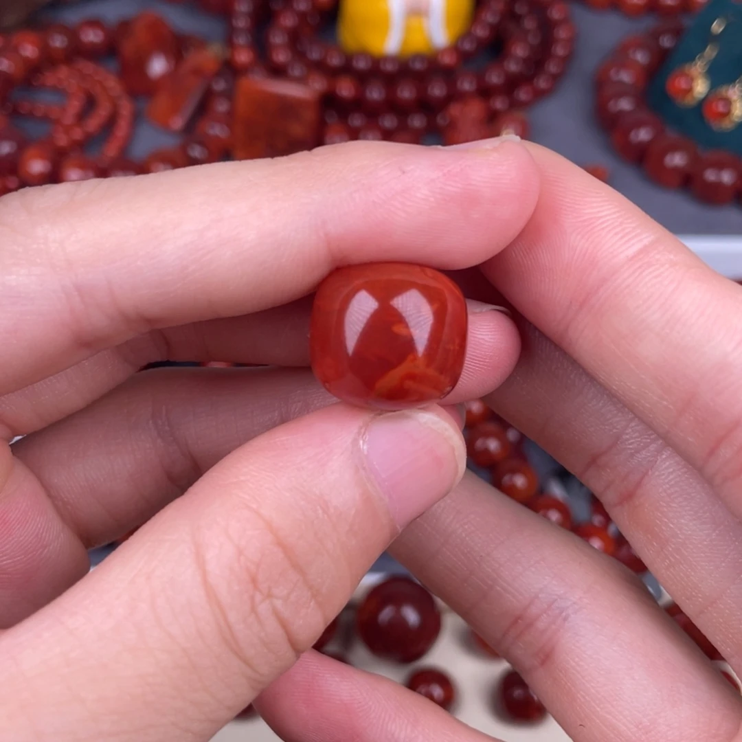 南红玛瑙未镶嵌其他16.6mm瓦西玫红火焰纹单珠