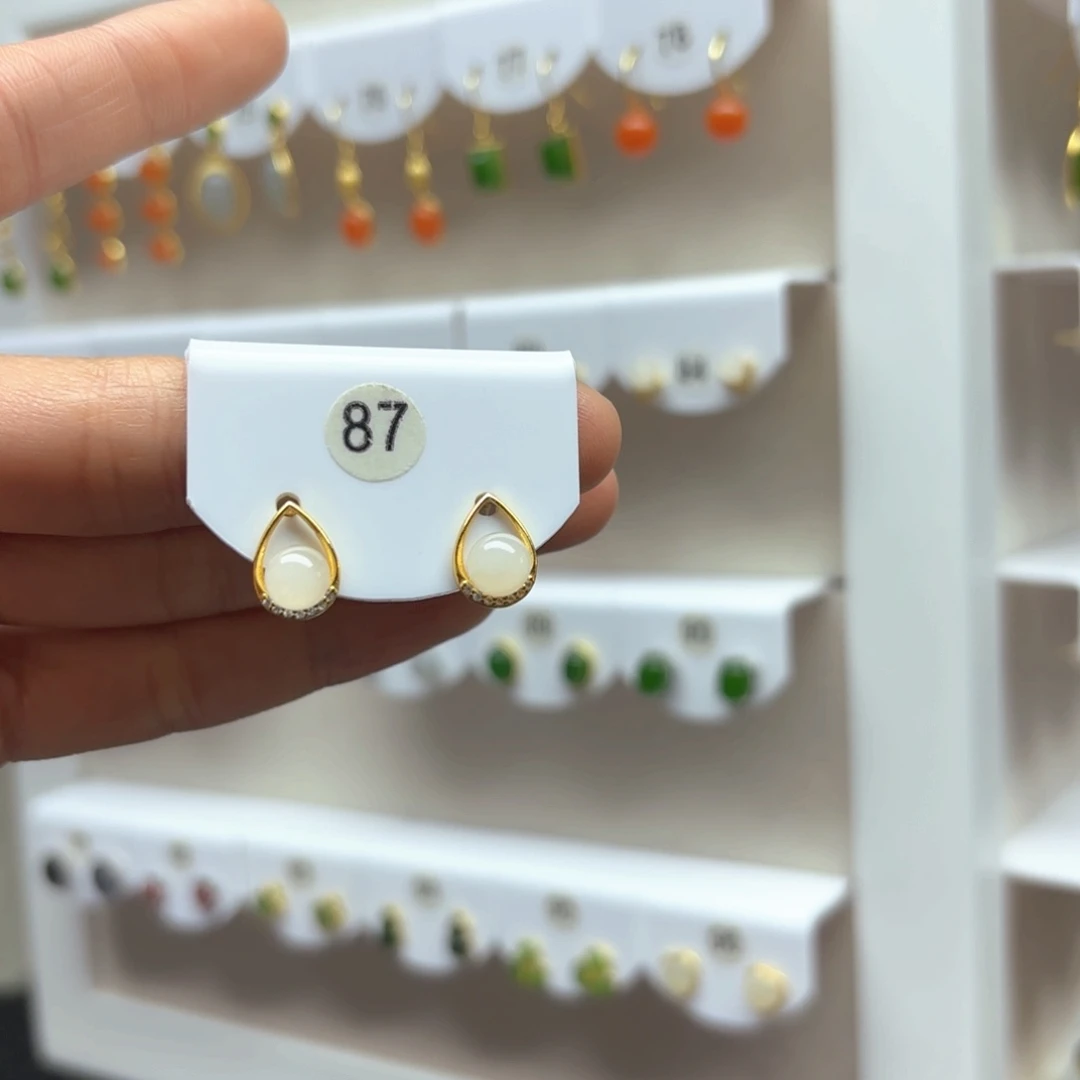 和田玉耳饰银S925镶嵌2