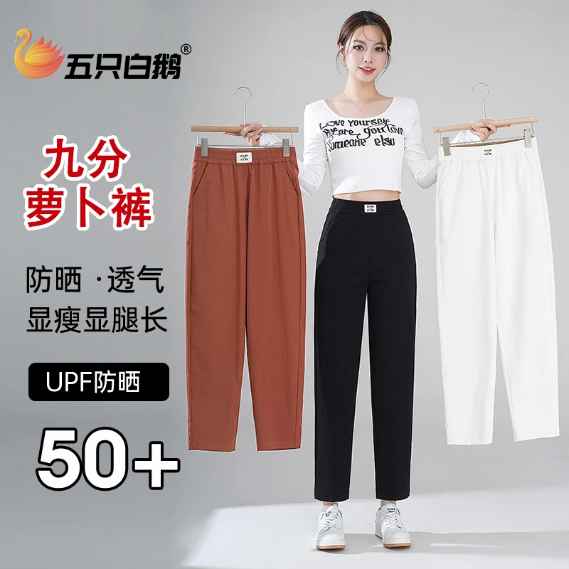 2025新款夏季女款九分萝卜裤外穿高腰显瘦防晒休闲裤薄款
