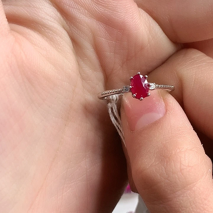 戒指红宝石银S925镶嵌