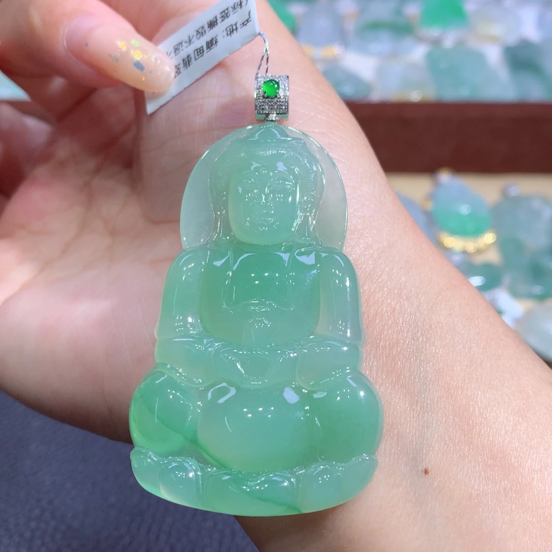 吊坠(不含链)18K金镶嵌翡翠翡翠