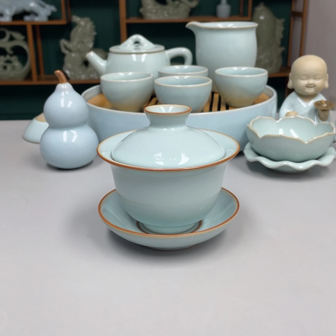 屋****瓷三才元宝盖碗238号微瑕