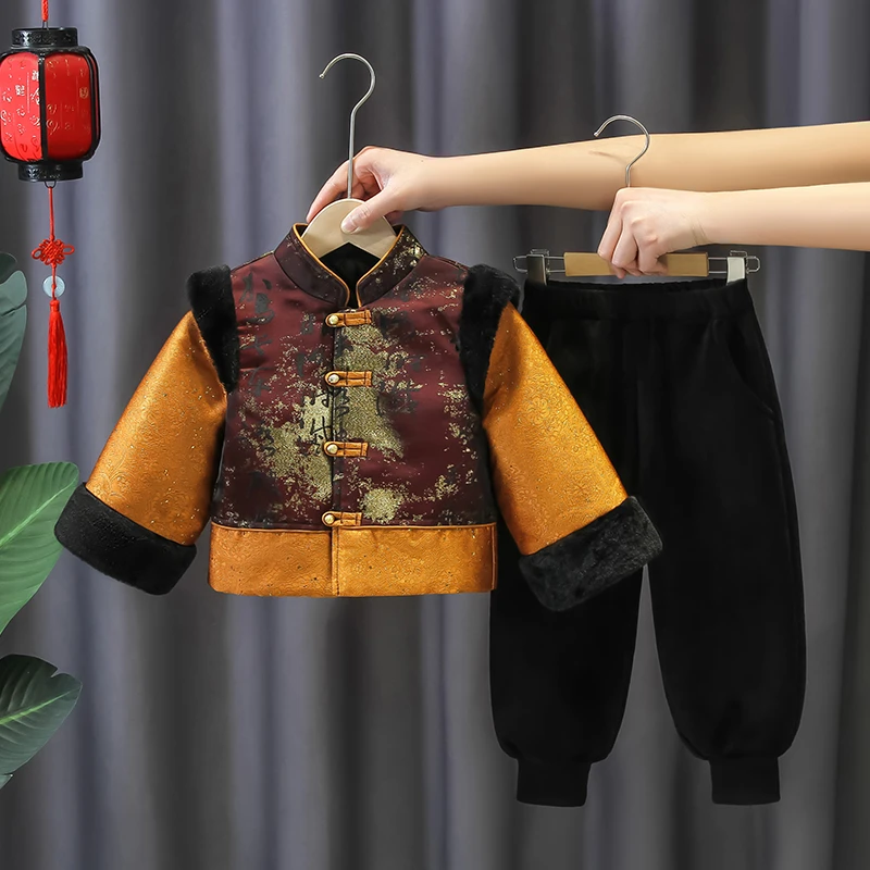 拜年服男童汉服儿童中国风儒雅少爷服套装宝宝洋气过年新中式唐装