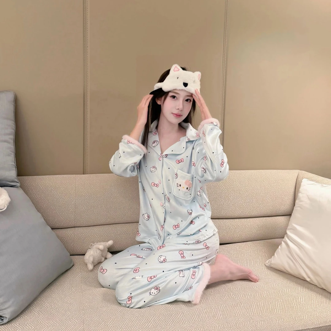 [Nana]海岛绒睡衣卡通HelloKitty印花家居服可外穿