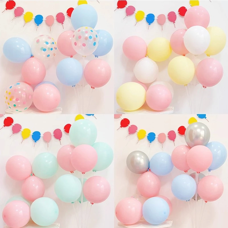 马卡龙粉色加厚乳胶气球圆形ins男女儿童生日派对装饰七夕节布置