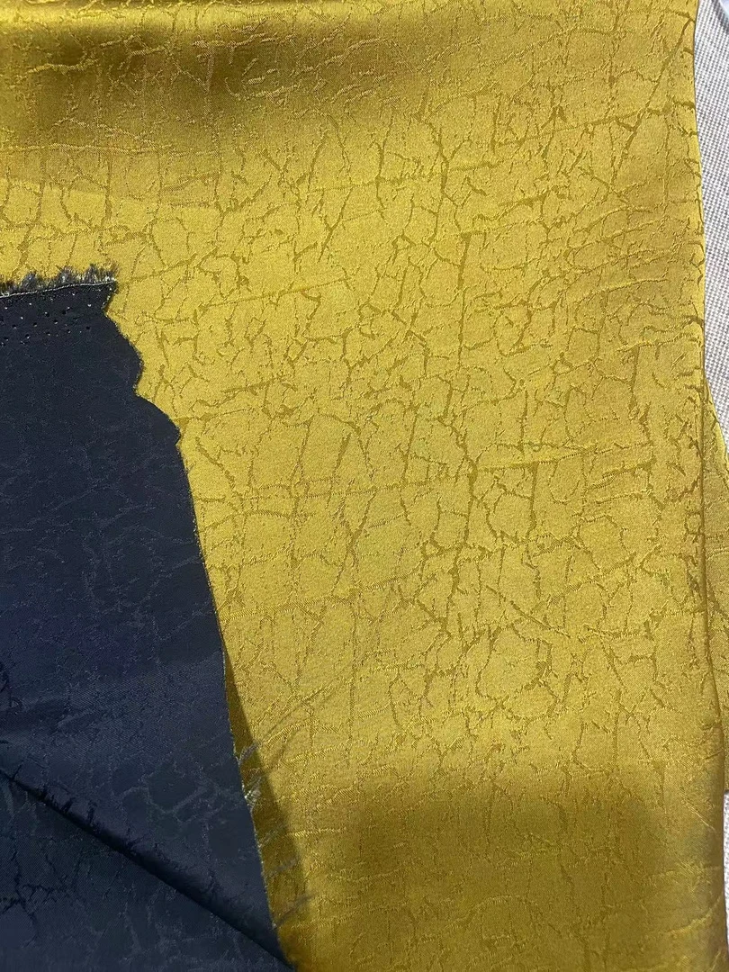 植物真丝各种龟裂纹真丝香云纱重磅国风面料140门幅纯