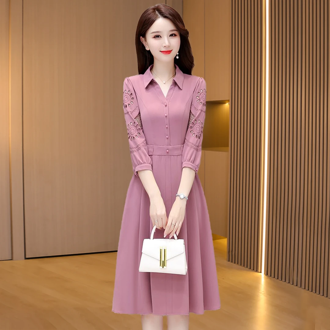 【可蓓儿】洋气休闲装喜婆婆婚宴长袖连衣裙2025新款女早春小妈妈装