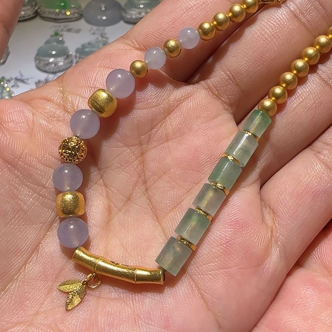 【闪购商品】18K金镶嵌手链翡翠天然
