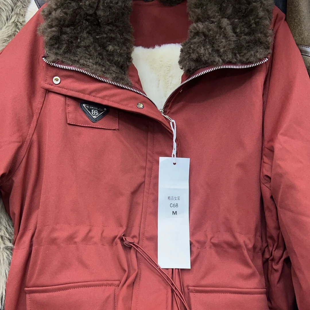 中长款冬季加绒派克服方领女装连帽厚款百搭女女士