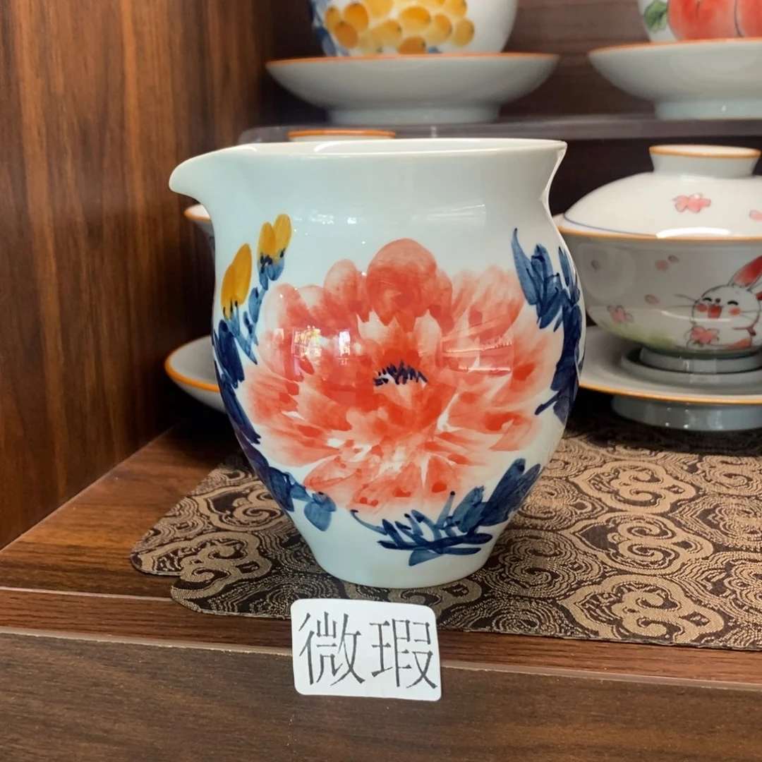 釉下手绘茶具微瑕手工绘制