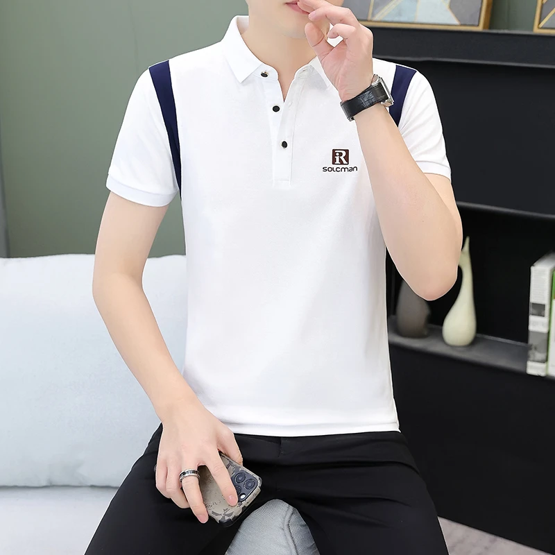 白色POLO衫男款短袖t恤2025新款夏季潮牌翻领潮流休闲学生POLO衫