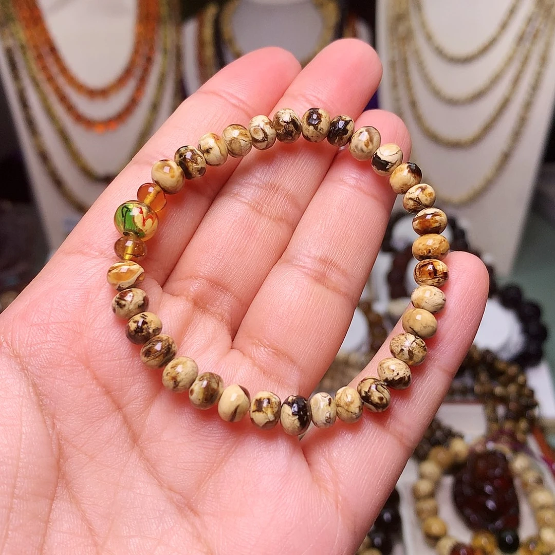 琥珀未镶嵌裸石干白花6-54