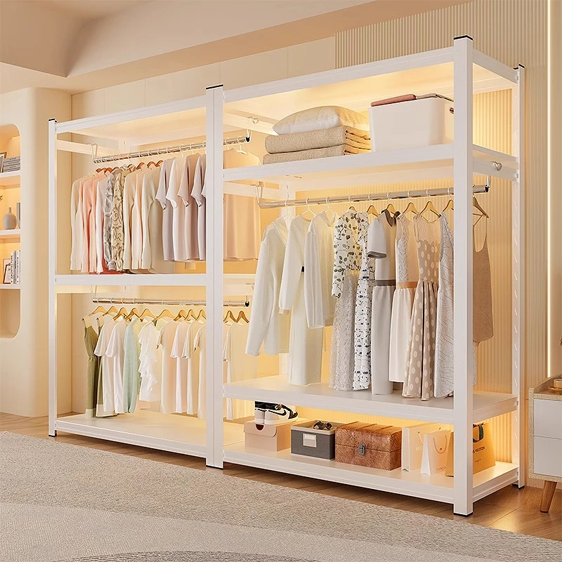 货架衣柜开放式挂衣架公寓出租房简易组装衣橱多层收纳置物架角钢