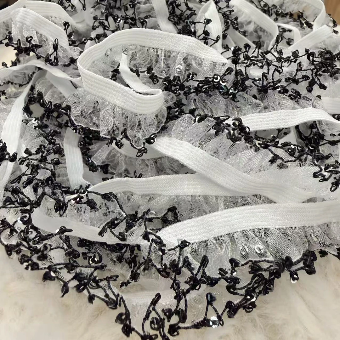 M45黑色亮片木耳边