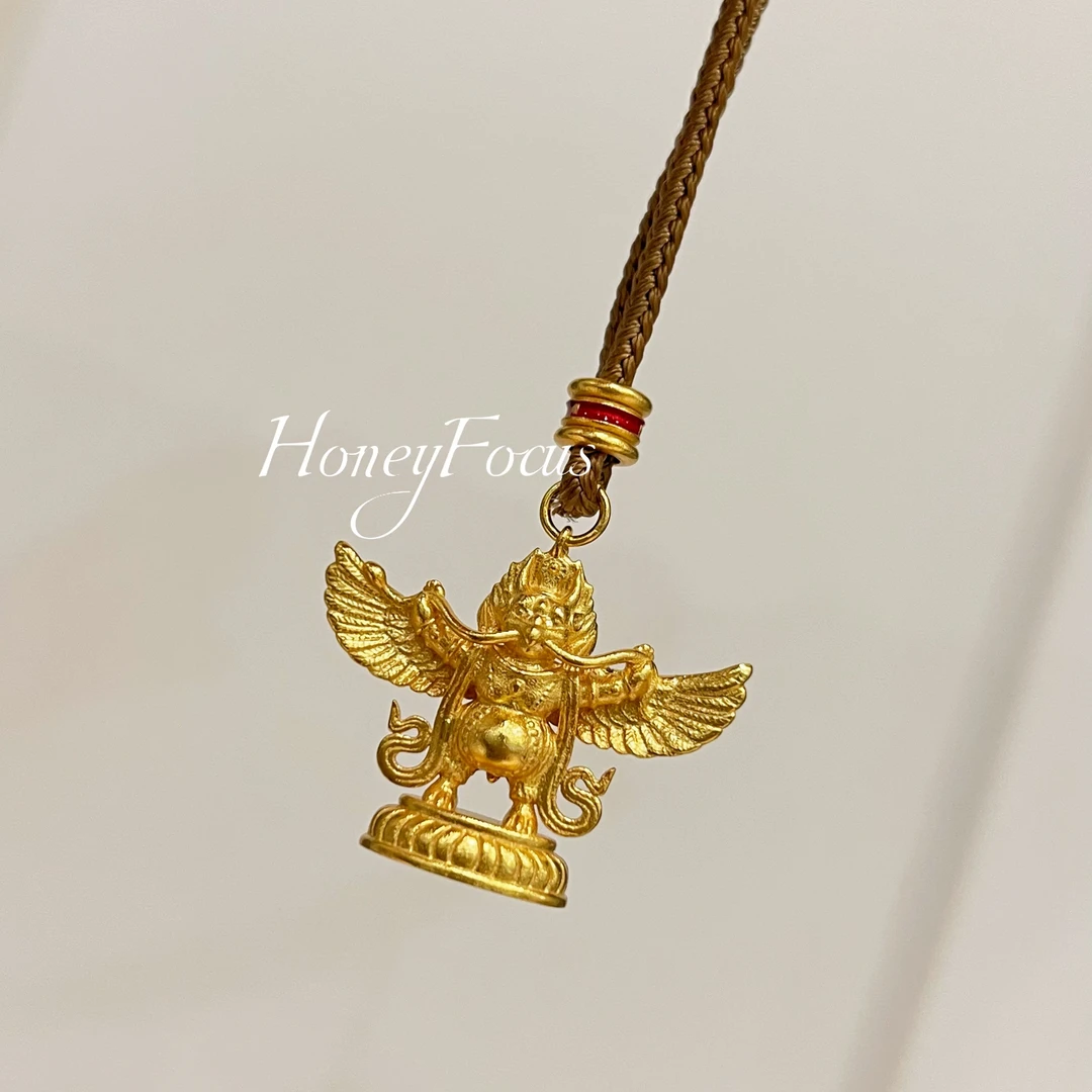 吊坠925银合成锆石 大鹏项链 新中式民族风金色古法项链 #9103