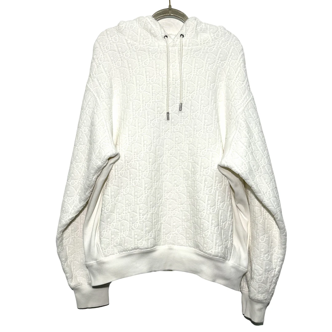 未使用 DIOR/迪奥 L码 满印logo白色毛巾卫衣 0701