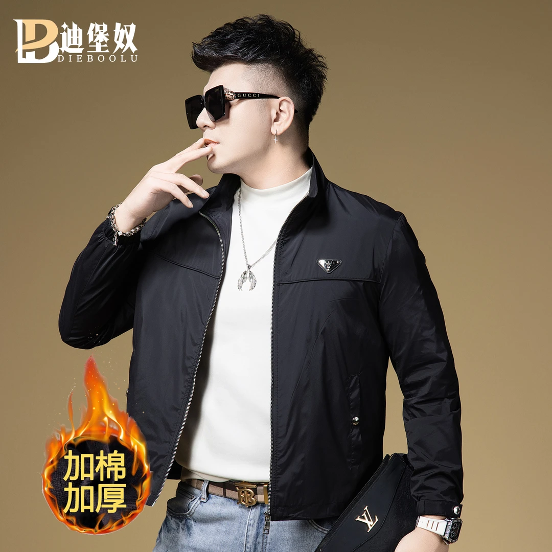 欧洲站潮流立领夹克男加棉加厚2025新款高端潮牌简约外套男士上衣