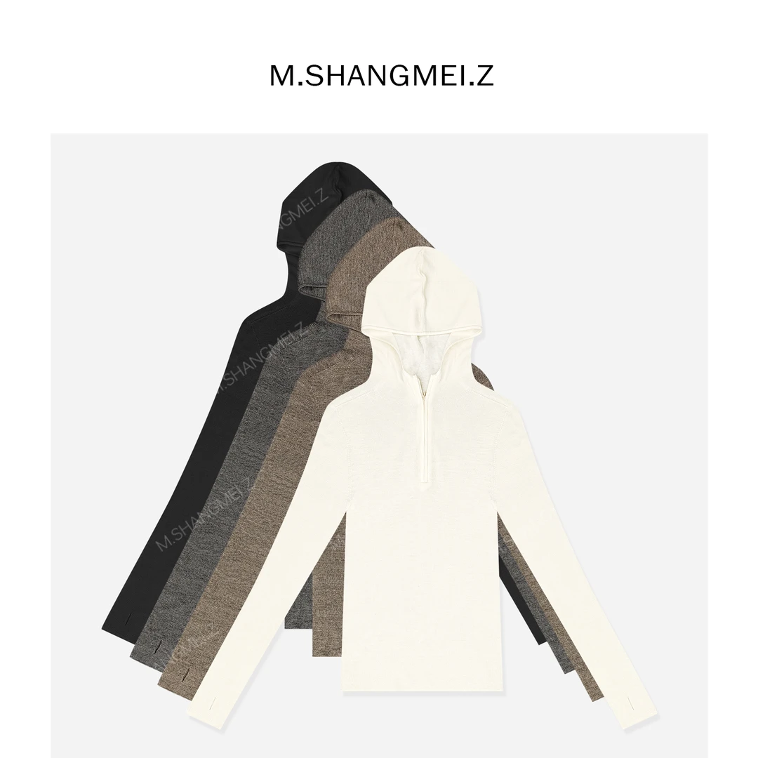 M.SHANGMEI.Z/沐熙【简而不凡】美大哥保暖羊毛带帽针织上衣X103129