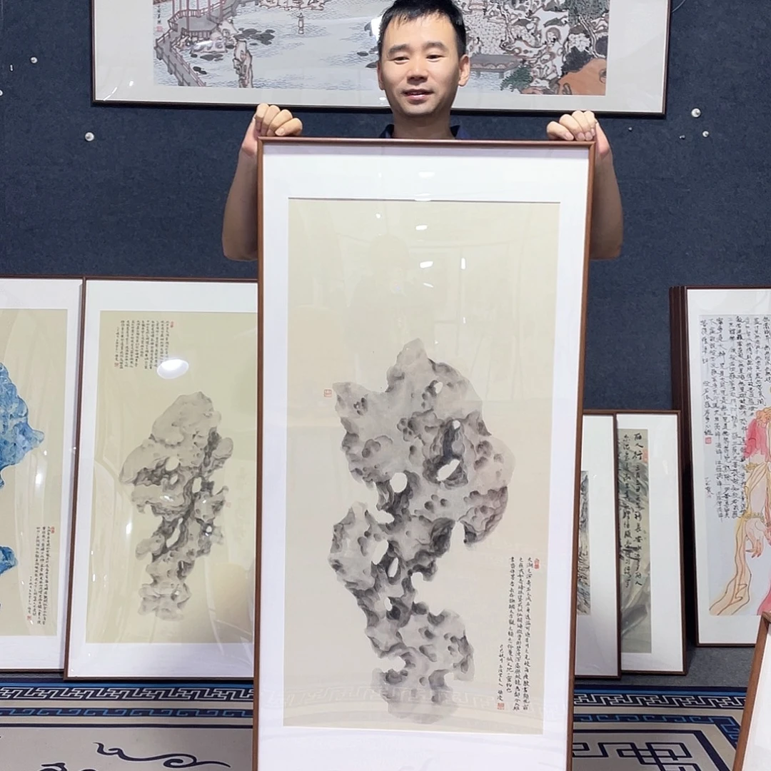 国画手绘画作品带框60/120