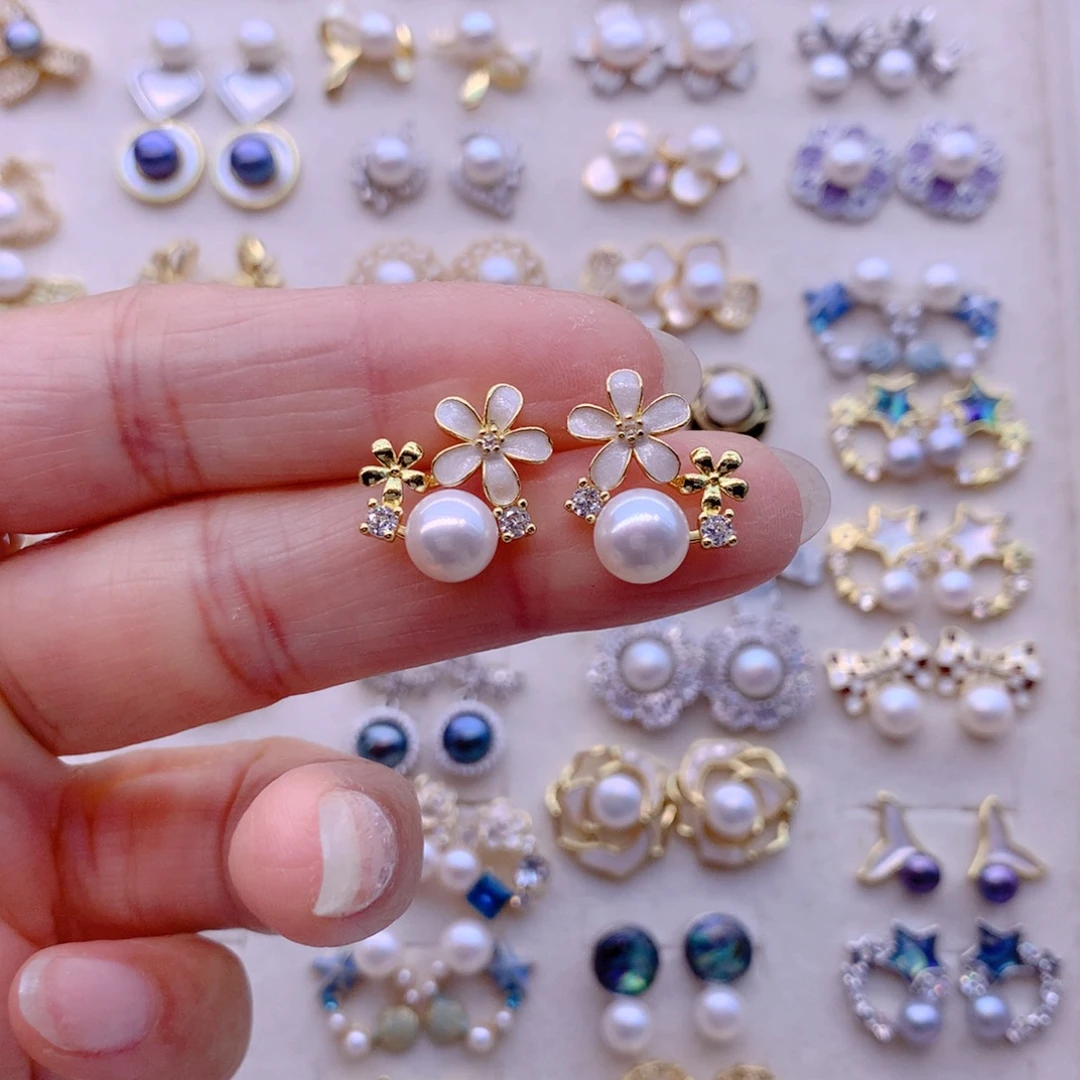 合金耳饰淡水珍珠