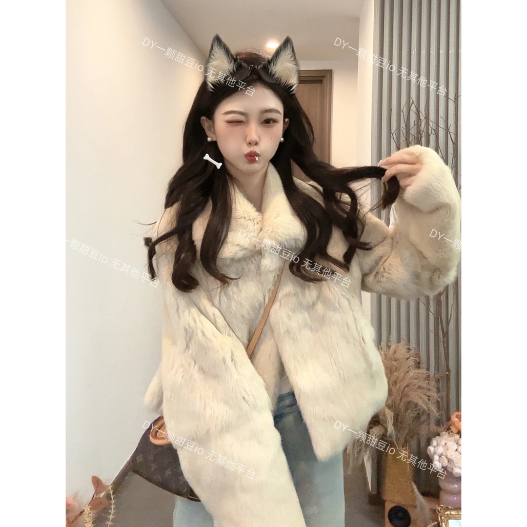 【甜豆专属】“老钱风”新款短款兔毛皮毛一体外套