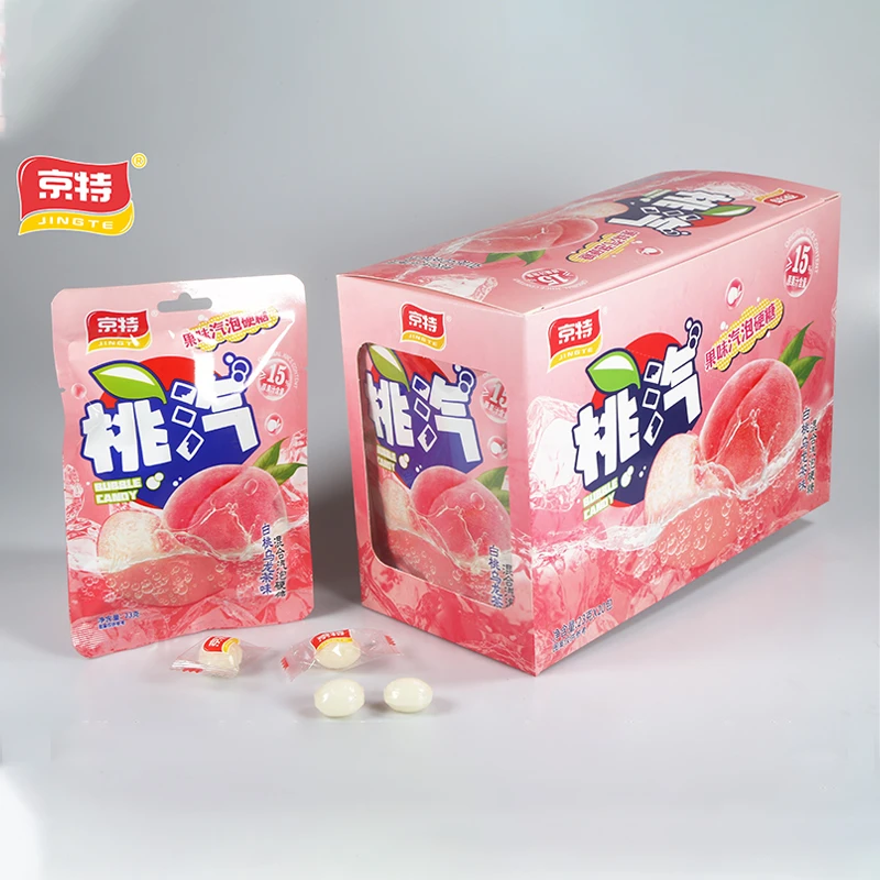 带汽青苹果百香果葡萄白桃味带气硬糖棒棒糖零食水果糖
