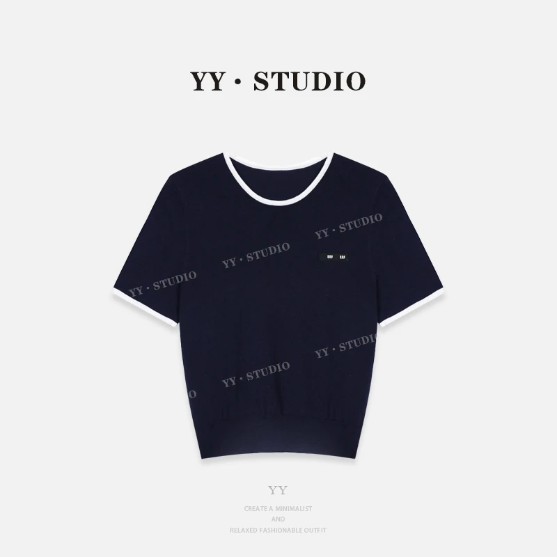 【YANYAN】夏季百搭拼色字母短袖针织T恤YY-8056
