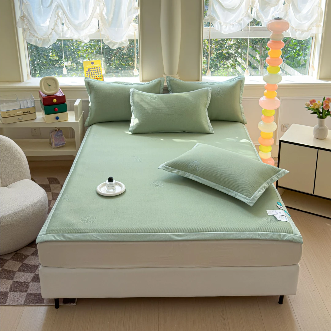 乙纶100%（高分子）冰豆豆凉席三件套透气吸汗降温夏季必入