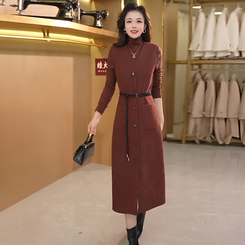 中长款时尚减龄连衣裙女装2025春秋新款夏小香小清新甜美减龄套装