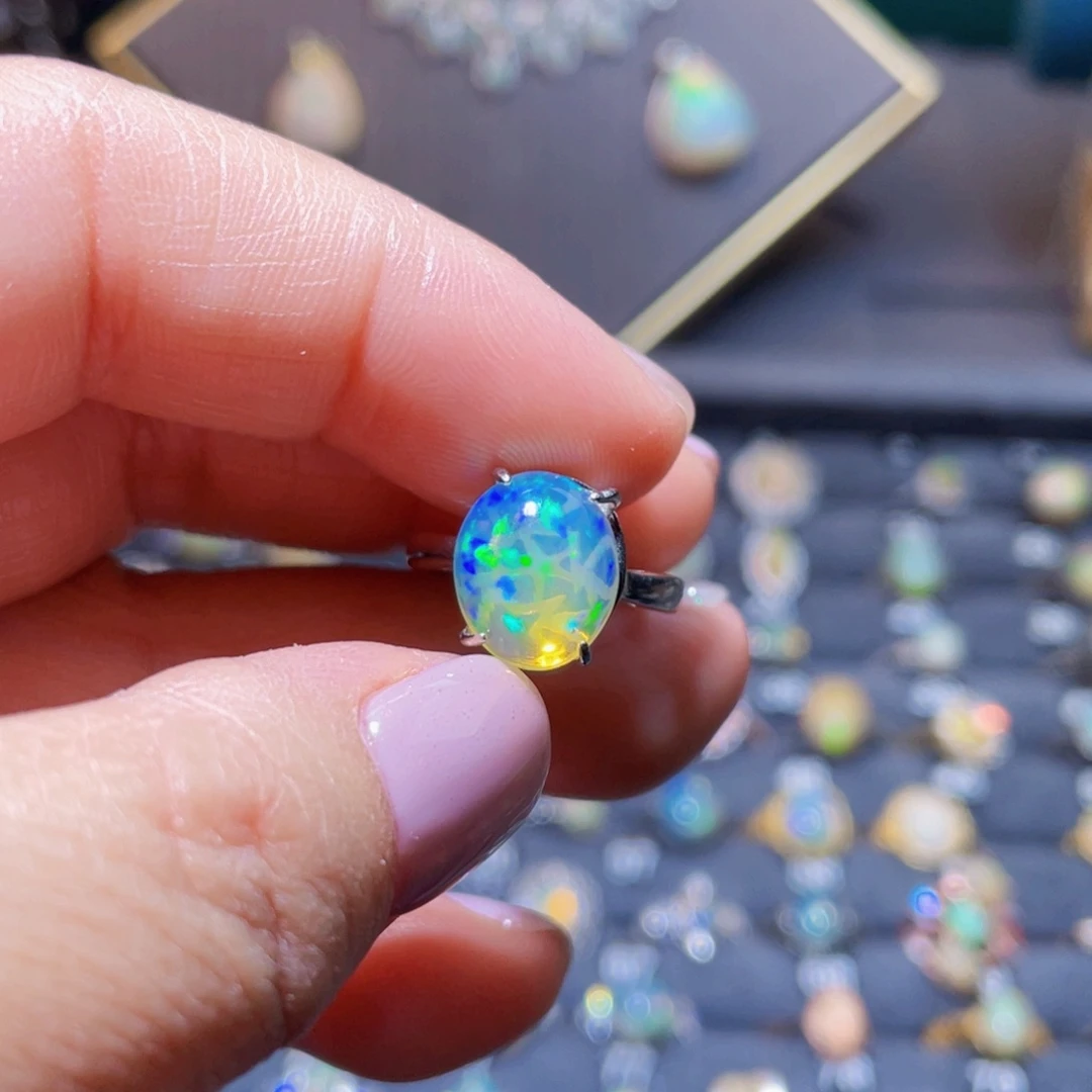 欧泊戒指〉银S925镶嵌我***不