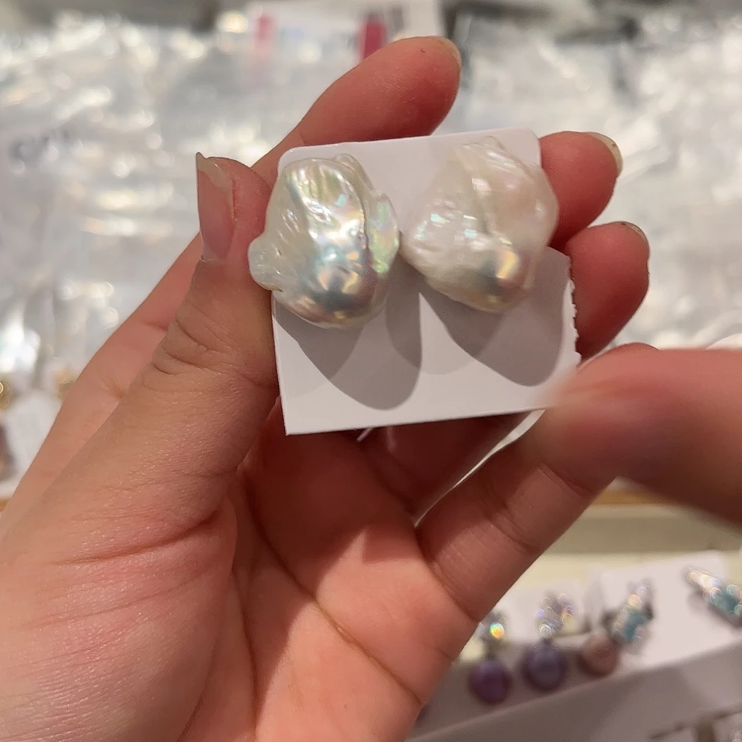 淡水珍珠耳饰银S925镶嵌
