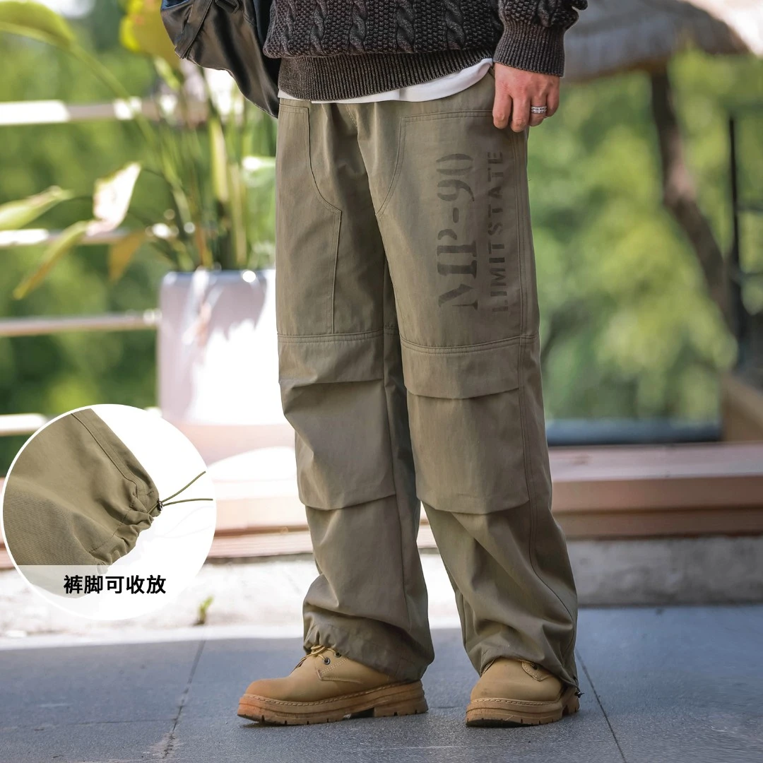 徐天霸大码美式军事风廓形帅气复古显瘦直筒工装裤户外束脚休闲裤