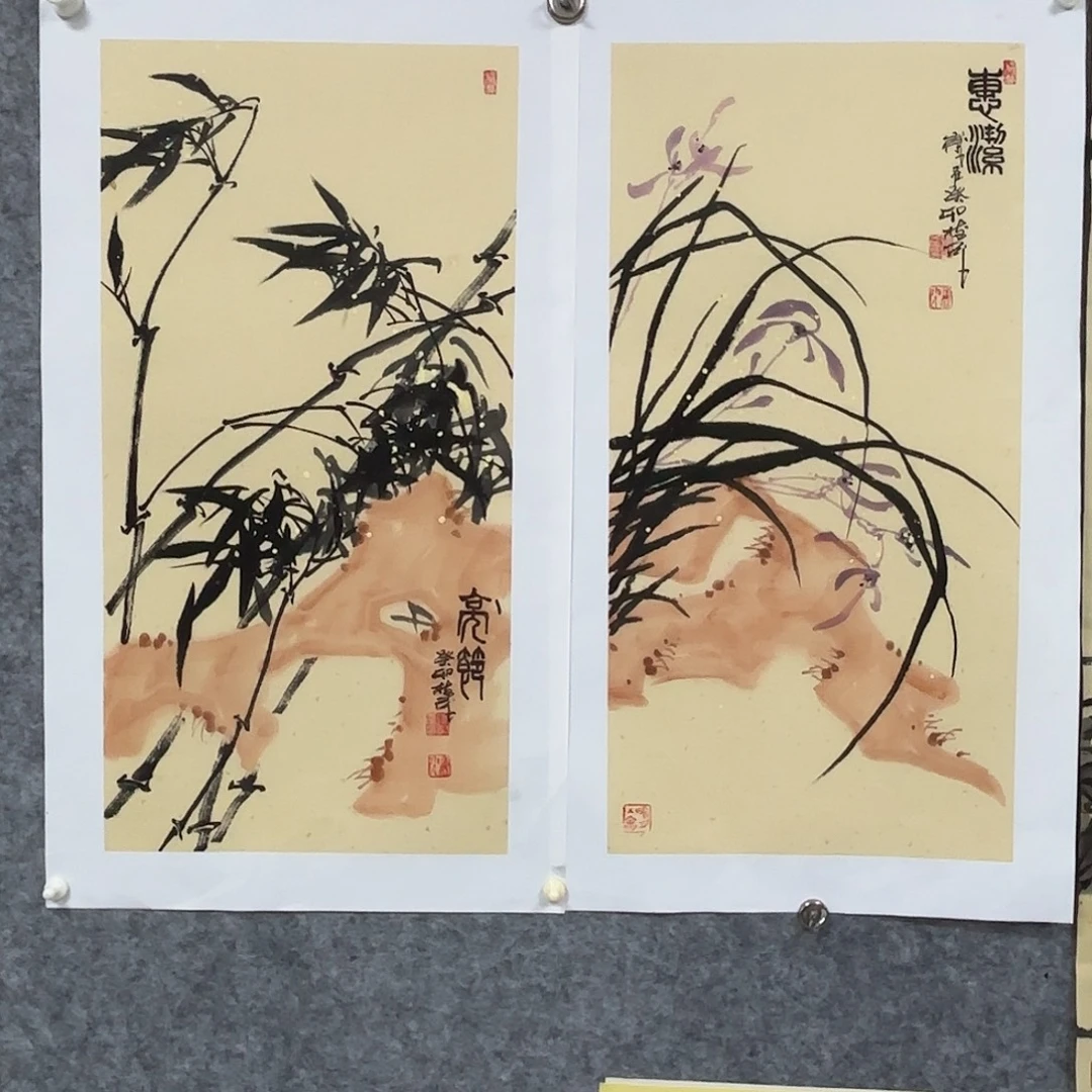 铱***米张树茂国画花鸟作品兰竹