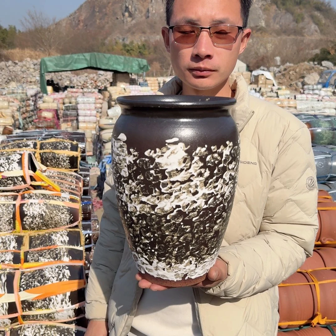 紫砂花盆口19高30（一个姹寂风黑色