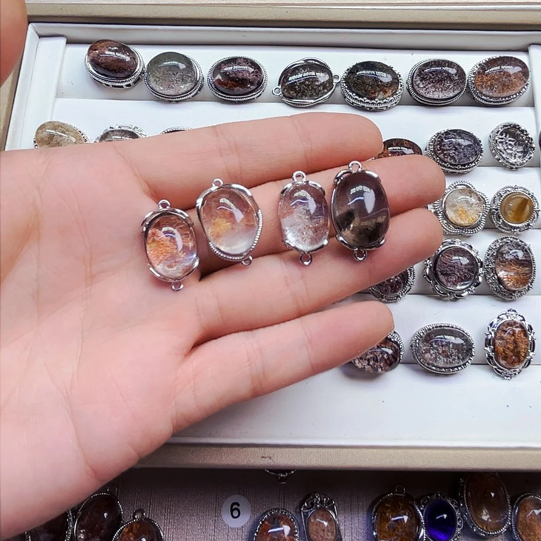 水晶戒指银S800镀金镶嵌月****✨