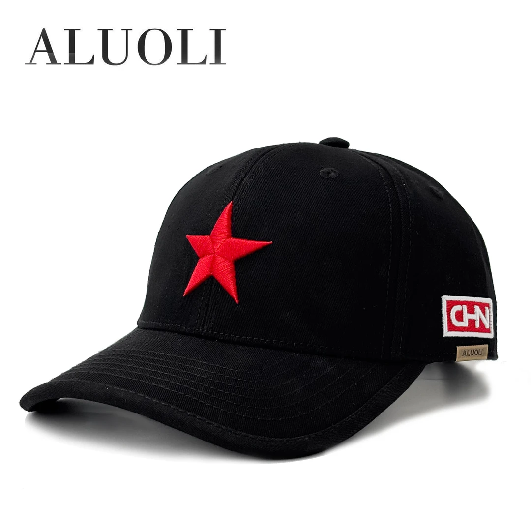 阿萝璃五角星帽子男国潮刺绣硬顶棒球帽春秋季新款休闲防晒鸭舌帽
