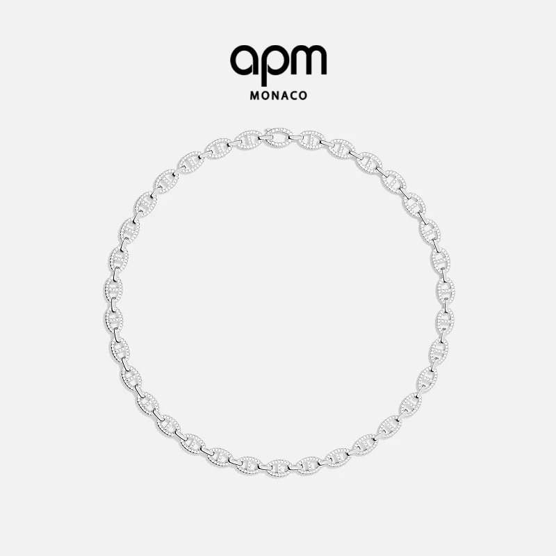 APM Monaco 链环银白色项链时尚饰品明星同款精致小众饰品
