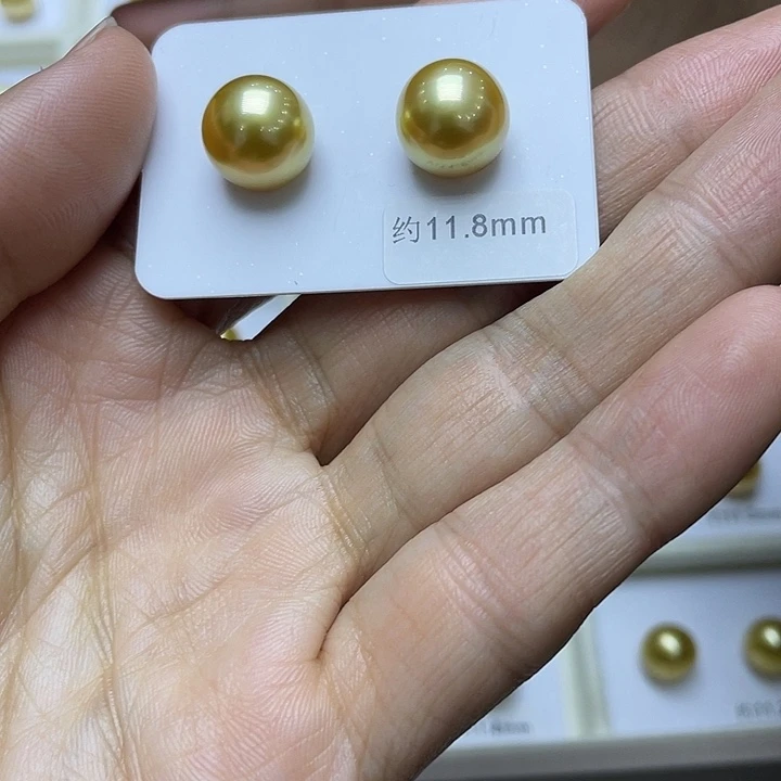 海水珍珠裸珠一对无暇裸珠对珠